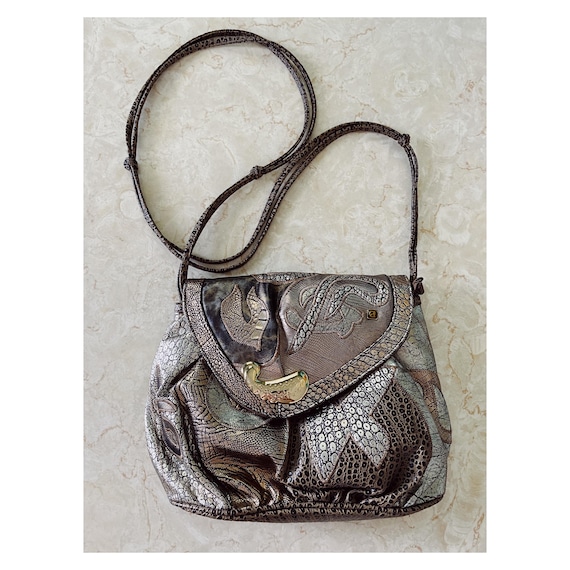 NAS Patchwork Faux Frog Leather Multicolor Metall… - image 1