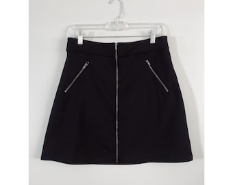GAP Black Knit Zip Up Mini Skirt Sz 6