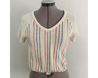 70s Striped Knit Crop Top Sz S