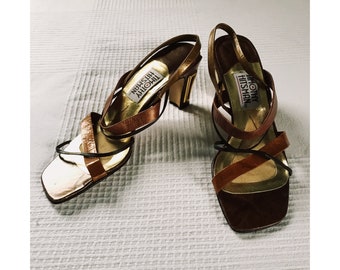 Gold and Brown Strappy Timothy Hitsman Sandals Sz. 7.5 N