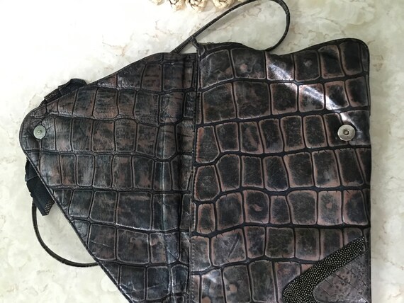 Patchwork Metallic Asymmetrical Convertible Envel… - image 4