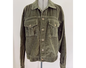 VTG 90s Dr Martens Air Wair Sz M Mens Corduroy Trucker Jacket Olive Green