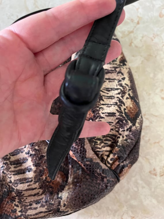 Sharif Snakeskin Print Drawstring Flap Top Purse … - image 8