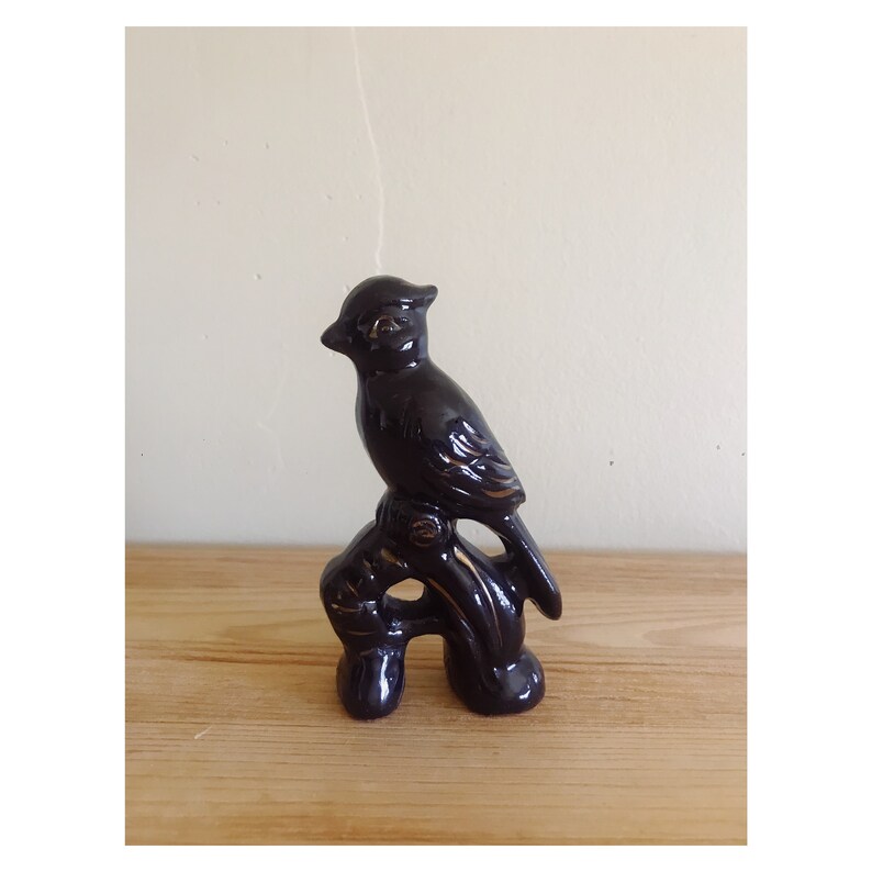 Little Antique Black Bird Figurine image 1