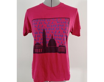 VTG Screen Stars Sz S Washington DC Tee Pink with Graphic Print