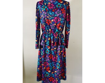 Blair Sz M Bright Floral Peplum Midi Dress