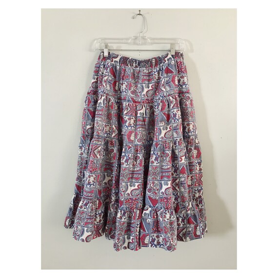 Willowbend Paisley Patchwork Print Prairie Skirt Sz M