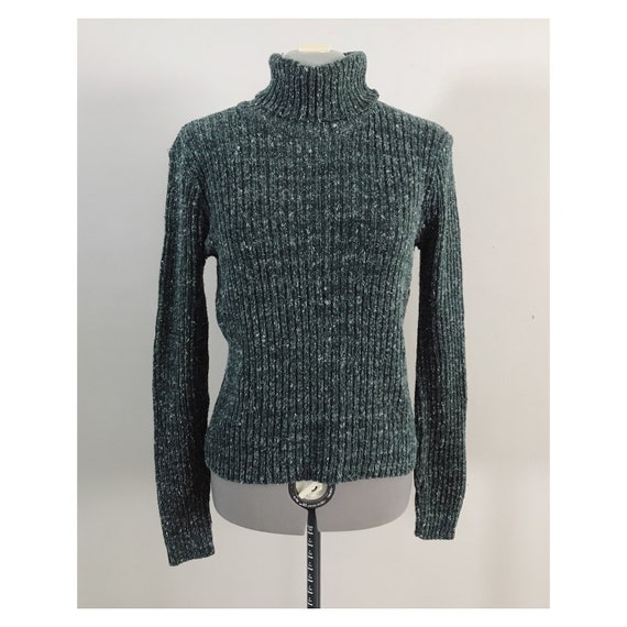 It's Our Time Green Chenille Turtleneck Sweater Sz M-L - Etsy