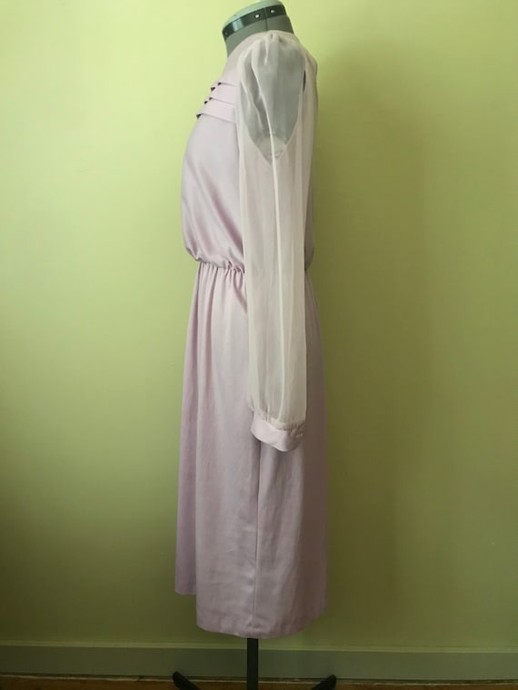 Lavender Sheer Sleeved Dress Sz M - image 4