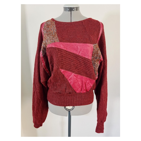 VTG Marc D'alcy Sz M Patchwork 80s Multimedia Swe… - image 1