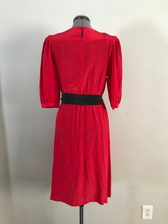 Pat Argenti Red Silk Dress Sz 4 Petite - image 3
