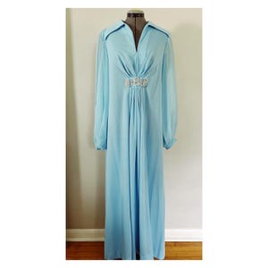 jc penney maxi dresses Vtg 70s JC PENNEY Blue ,LACE Edwardian Sheer Prairie MAXI Dress M