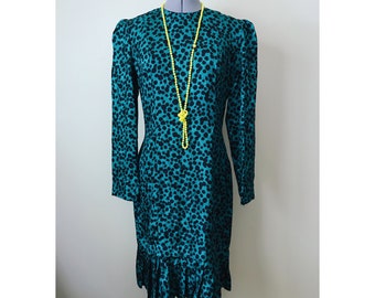 Green Silk Midi Dress Sz 6