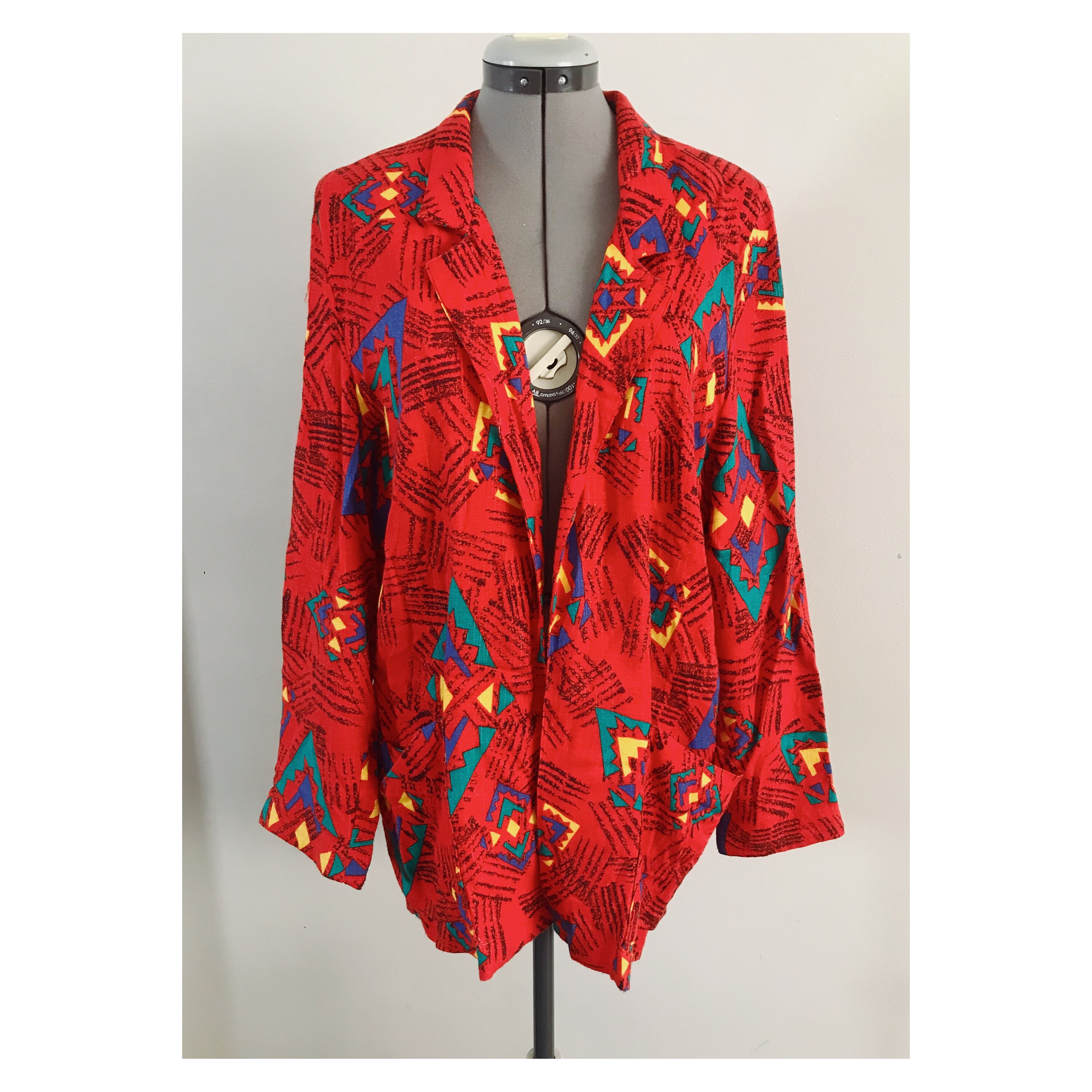 80s Red Linen Oversized Jacket Sz M - Etsy