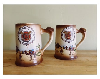 Pair of Leisy Brewing Co. Ceramic Mugs Peoria IL Circa 1910 Beer Steins