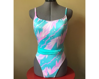 Tropical Print One Piece Sz M