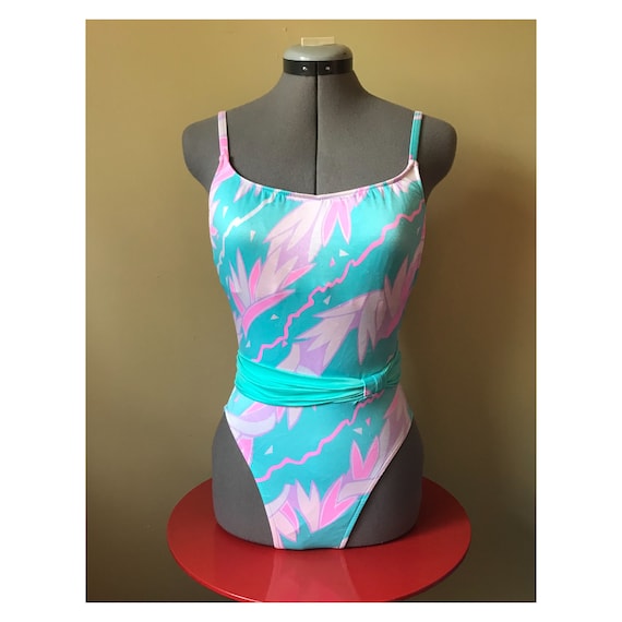 Tropical Print One Piece Sz M - image 1