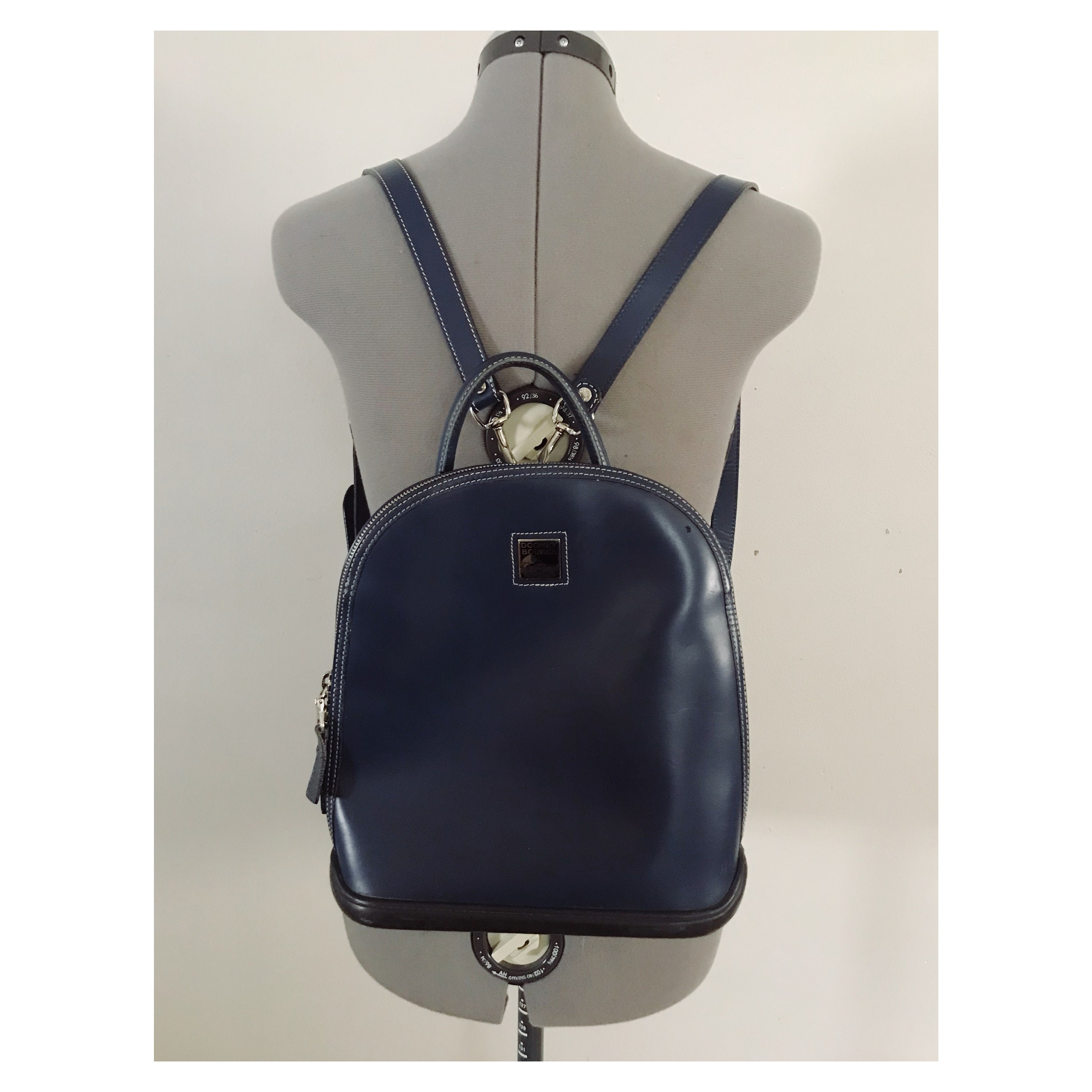 Vintage 90\'s Dark Navy Leather Zip Pod Backpack by Dooney & Bourke Dooney & Bourke Zip Backpacks for Women for sale | eBay main image 4