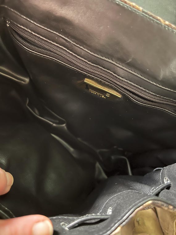 Sharif Snakeskin Print Drawstring Flap Top Purse … - image 6