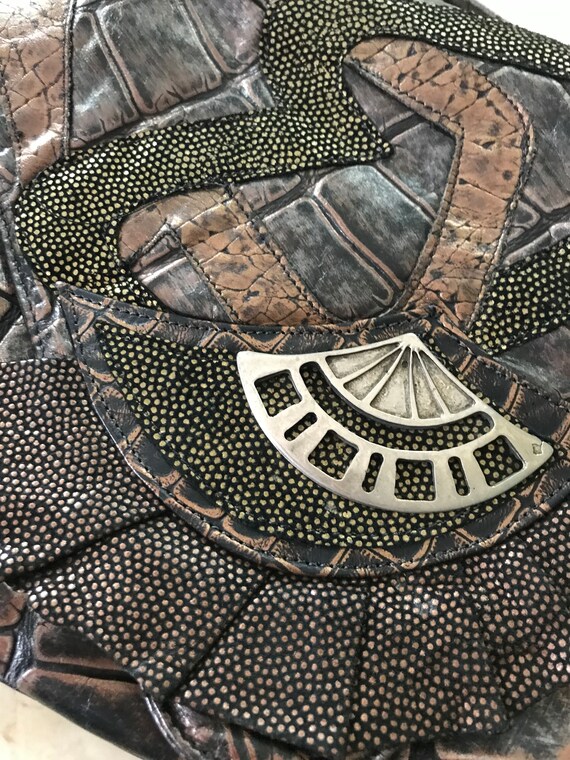 Patchwork Metallic Asymmetrical Convertible Envel… - image 6