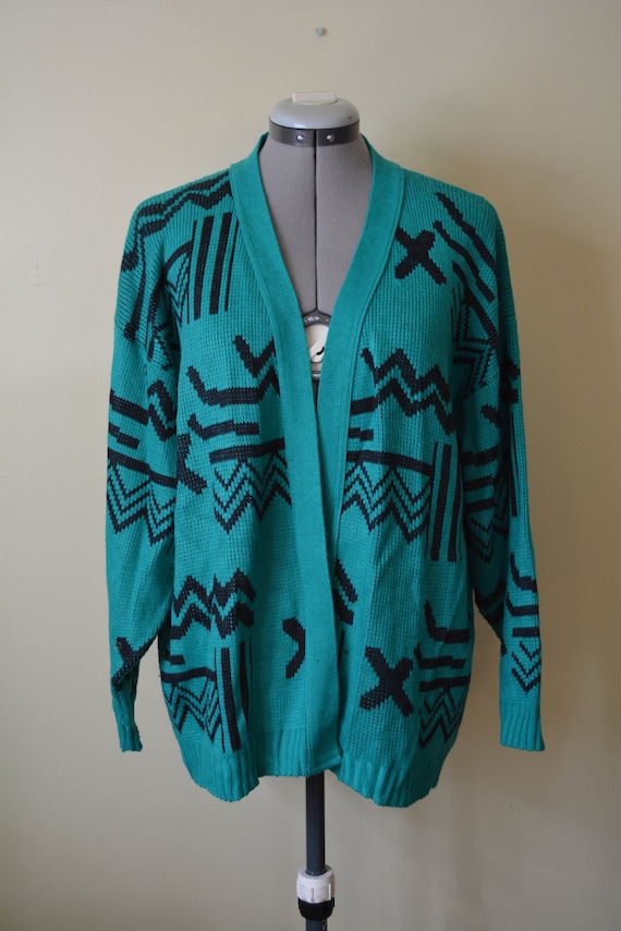Green Cocoon Style Cardigan Sweater