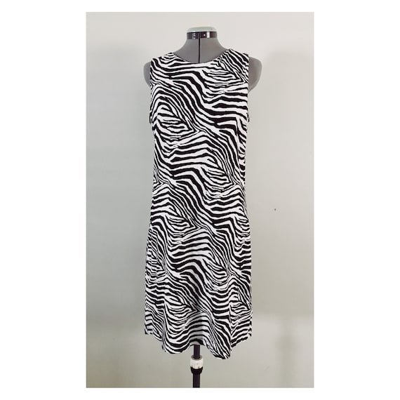 Jupe Liz Claiborne Imprimé Zèbre Noir Et Blanc - Taille S - Longueur Genoux - Occasion Très Bon État