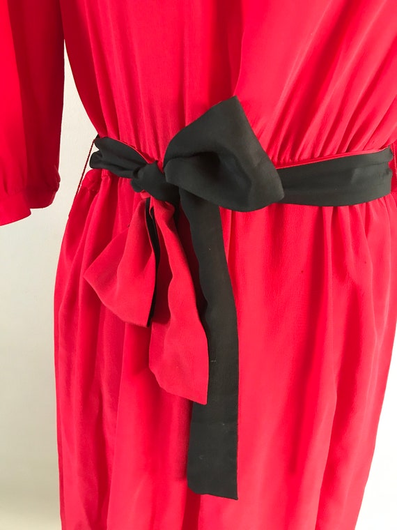 Pat Argenti Red Silk Dress Sz 4 Petite - image 4