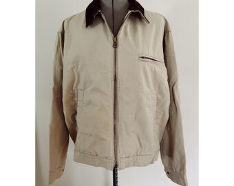 VTG 90s Old Navy Sz S Utility Work Jacket Tan Twill Corduroy Collar