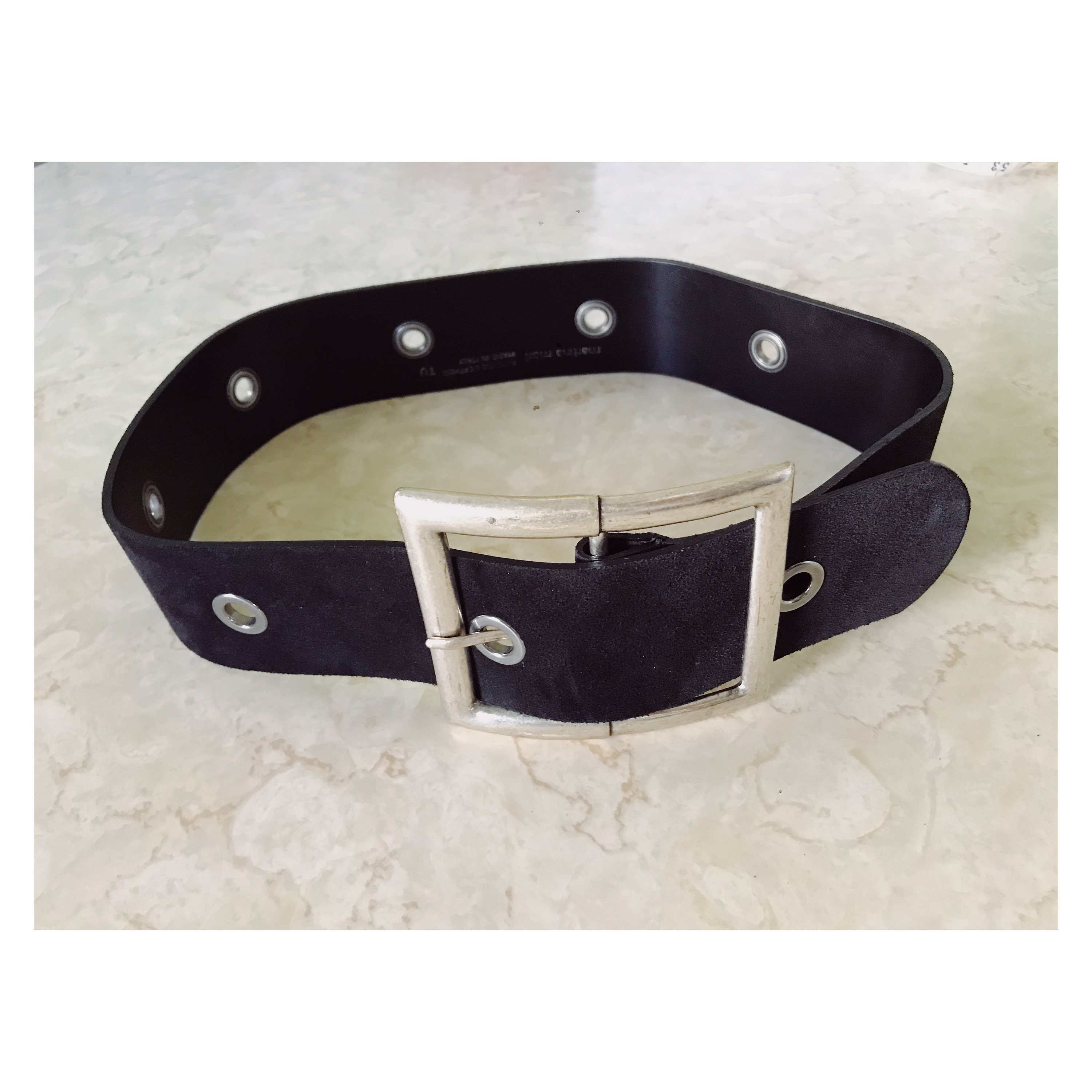 Martina Mori Wide Suede Belt With Big Buckle Made in Italy 
