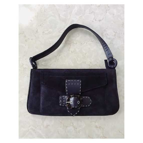 Eggplant Suede Via Spiga Shoulder Bag