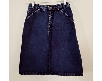 VTG Calvin Klein Sz 7 Dark Wash Denim Mini Skirt