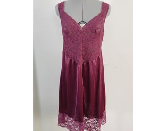 Burgundy Lace Lingerie Slip Dress Size M