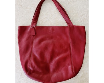 VTG Coach Large Red Leather Lexington Tote R8D 4182