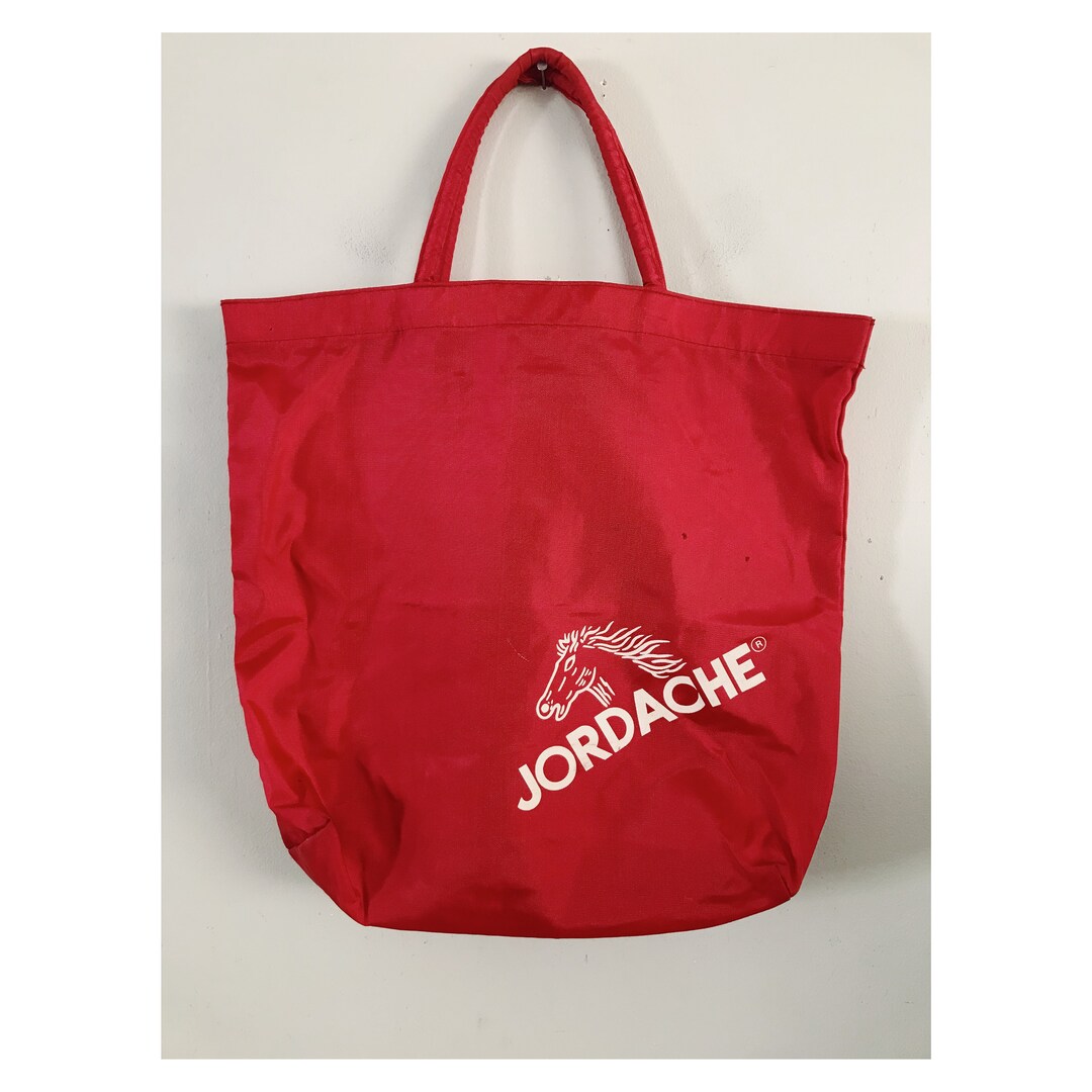 Portefeuille Vintage Jordache Années 80 - Rouge Et Bleu Triple Plis Nylon - Original