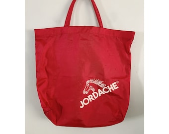 Red Nylon Jordache Logo Tote Bag