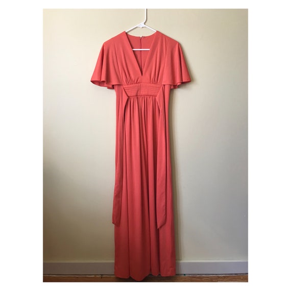 coral Flutter Sleeve Maxi Sz S