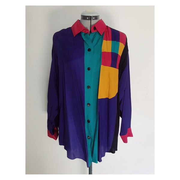 The Limited Sz M Rayon Color Block Blouse