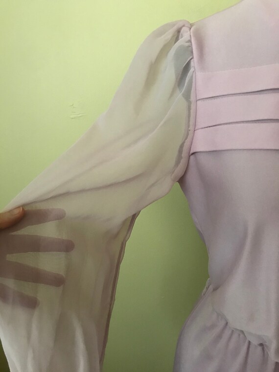 Lavender Sheer Sleeved Dress Sz M - image 3