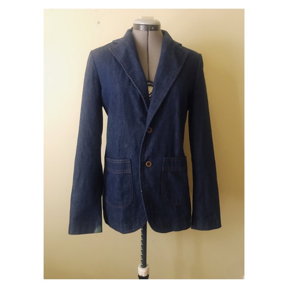 Fitted Denim Blazer Sz S - image 1