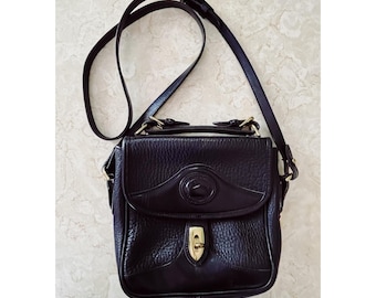 VTG Dooney & Bourke Top Handle Crossbody Black Pebbled Leather