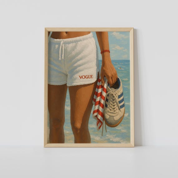 Retro Vogue Beach Print – Summer Fashion Wall Art, Coastal Lifestyle Poster