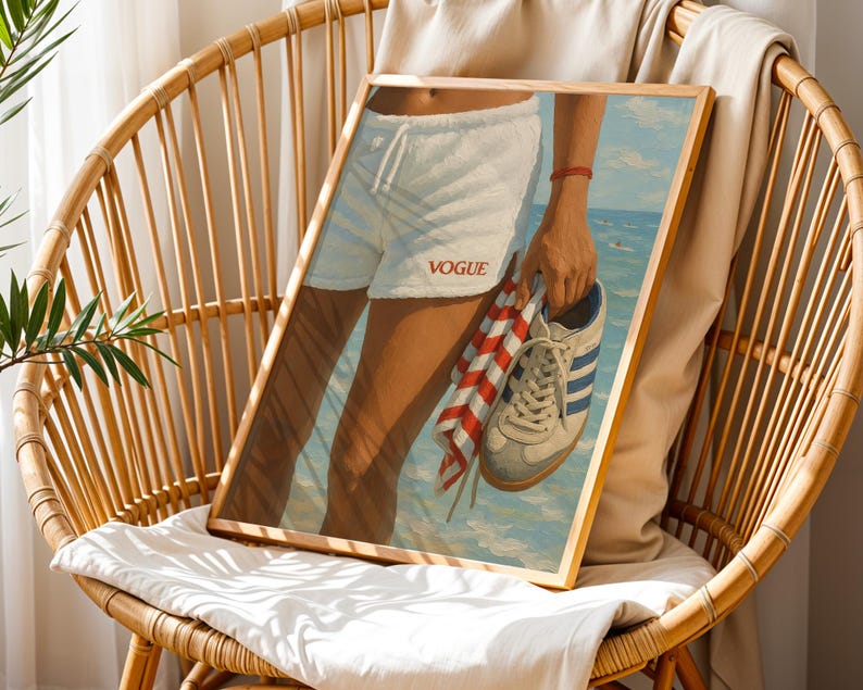 Retro Vogue Strandtryck – Sommarmode Väggkonst, Kustlivsstil Poster bild 3