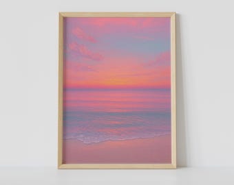 Pink Sunset Print – Dreamy Ocean Wall Art