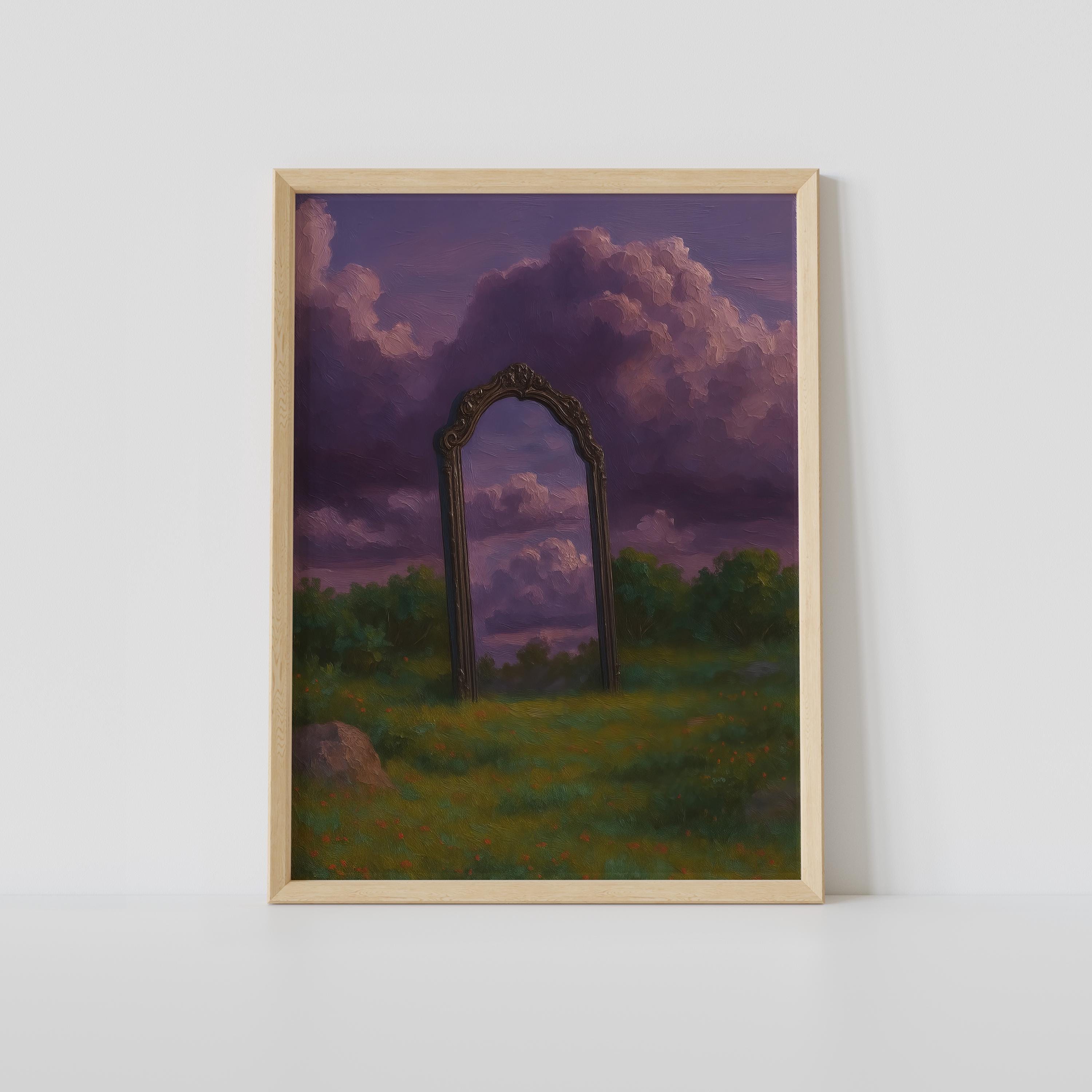 シュールな風景画アートプリント - 夢のようなゲートウェイ絵画