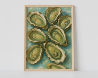 Oyster Shell Art Print – Coastal Kitchen Nautical Food Wall Decor