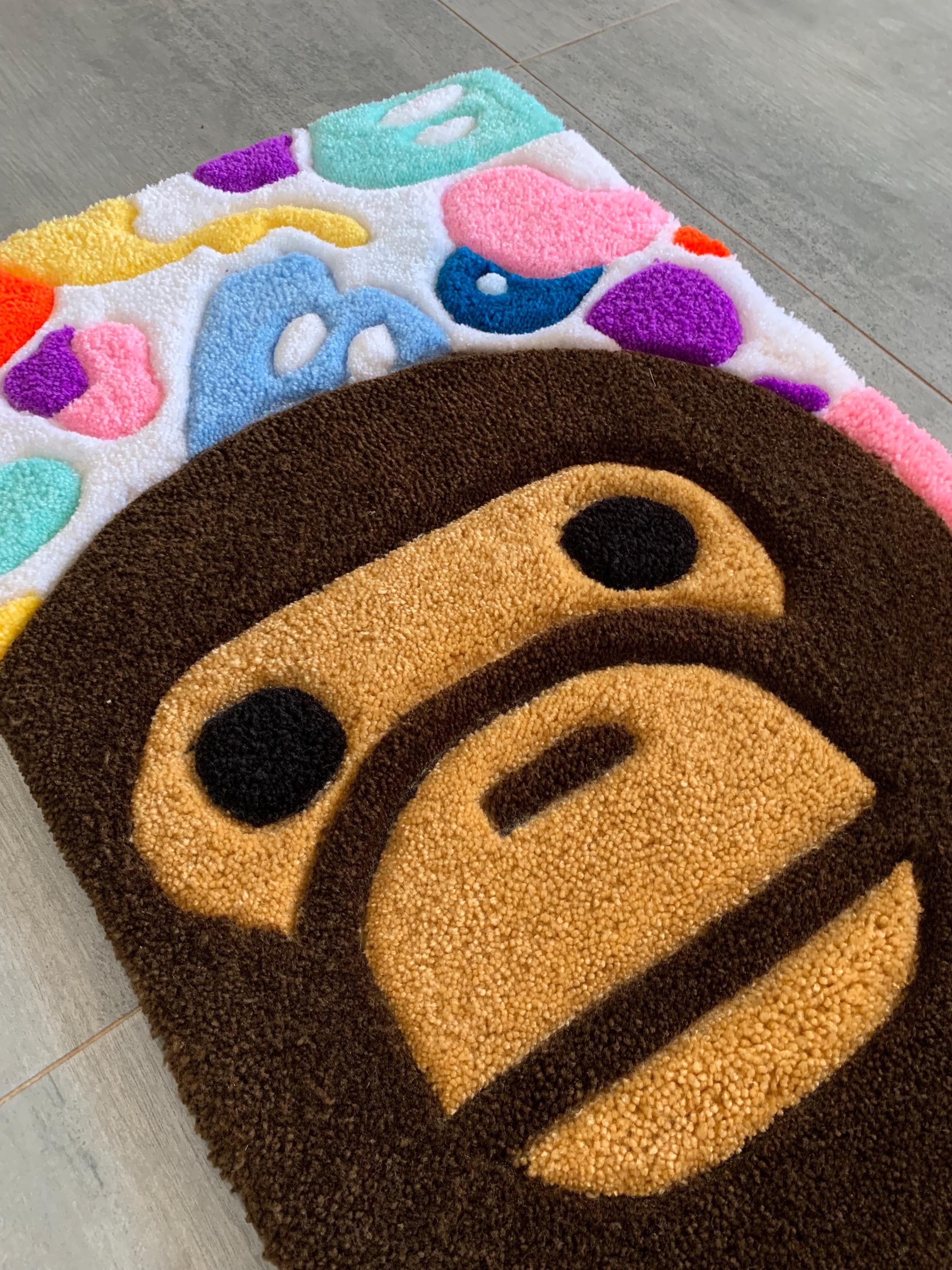 Handmade Tufted BAPE Monkey Rug – Streetwear Style Home Decoration
