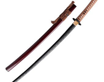 Katana z Gunome Hamon ze stali tyglowej | Hartowana w glinie, lakierowana Saya (z uwzględnieniem taryf amerykańskich)