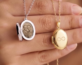 Benutzerdefinierte Medaillon Halskette mit graviertem Anfangsbuchstaben personalisierte Foto Anhänger, Gedenkschmuck, Jahrestagsgeschenk, Andenken Geschenk von Mama.