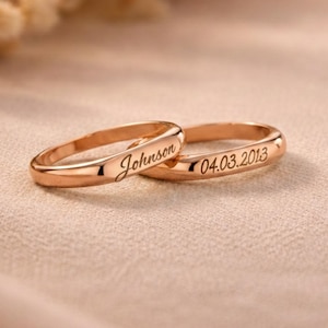 14K Gold Plated Silver Name Ring Gift For Her Custom Tiny Name Ring Dainty Engraved Stacking Ring Minimalist Jewelry Ring for Women,