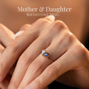 Personalized Birthstone Ring ,2 Birthstone Ring Heart Shape Double , 14K Gold ring, Gift for Anniversary, Gift for her